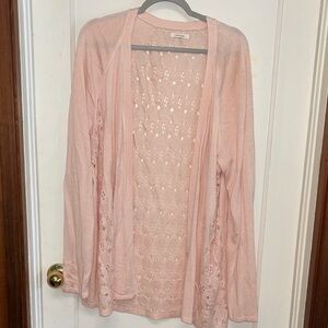 Maurices Light Pink Lace Cardigan
